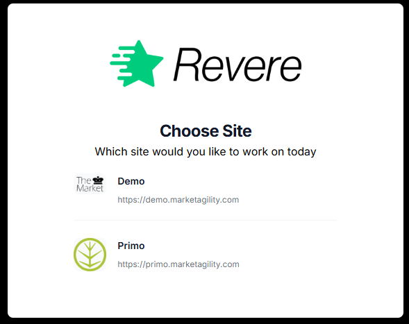 Switching between sites